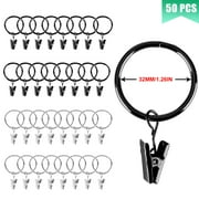 Blossm 28pack Curtain Rings with Clips Decorative Drapery Rustproof Vintage 1 Inch Interior Diameter( Black)